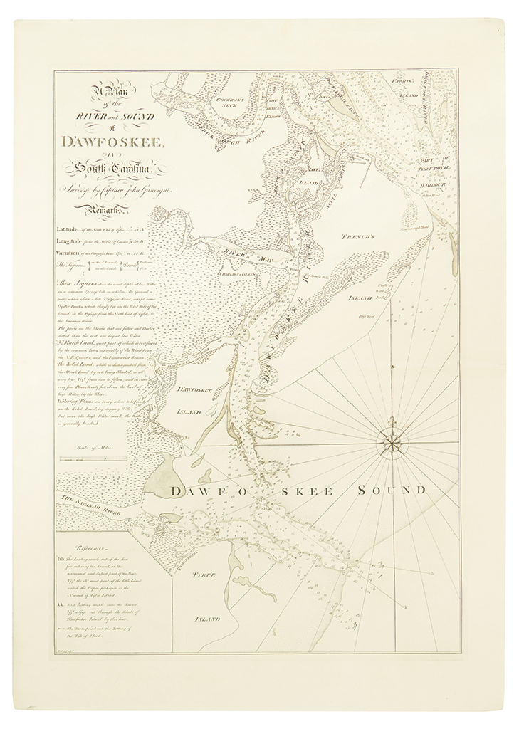 GASCOIGNE, JOHN; and FADEN, WILLIAM. A Plan of the River and Sound of DAwfoskee, in South Carolina,